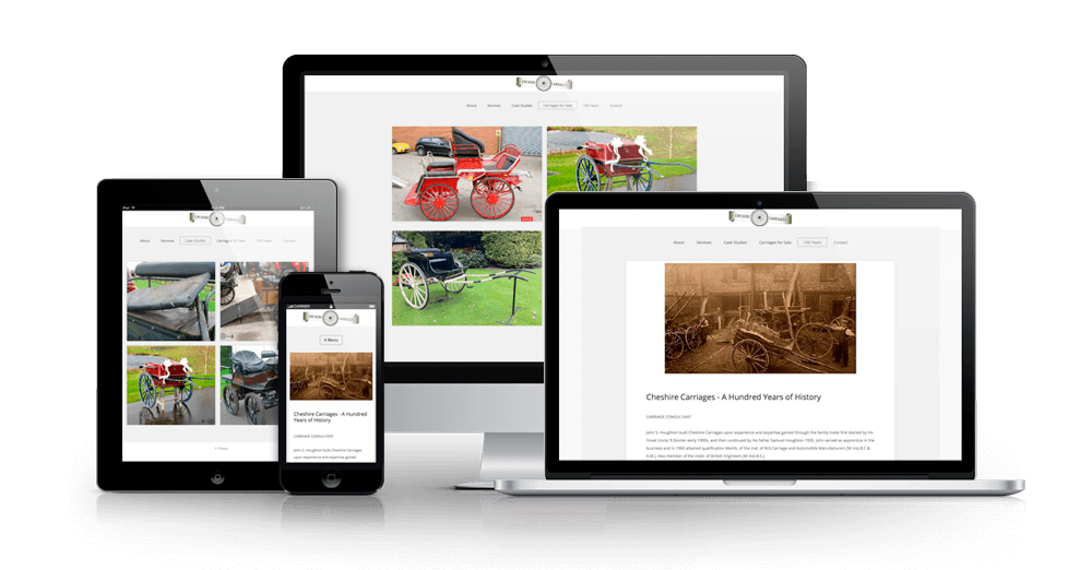 Cheshire Carriages responsive website for horse-drawn carriages repairs and maintenance